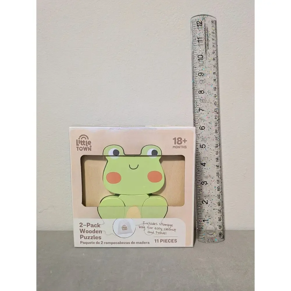 Little Town Frog & Snail Wooden Puzzles New in Box 18 month+ baby learning toy